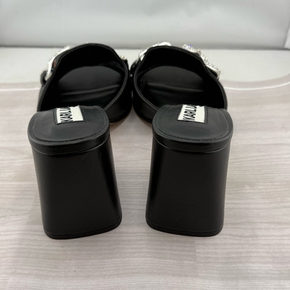 Karl Lagerfeld Black Mules with Crystal Bow and Block Heel - Picture 3 of 5